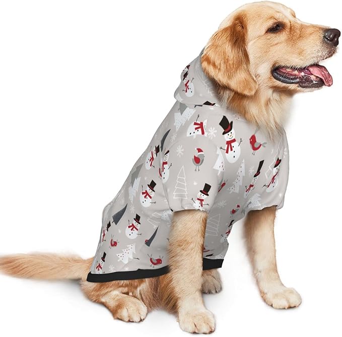 Christmas Gray Snowman Hoodie,Christmas Cosplay Dog Clothes with Pocket and Hat Winter Clothes Sweaters X-Small