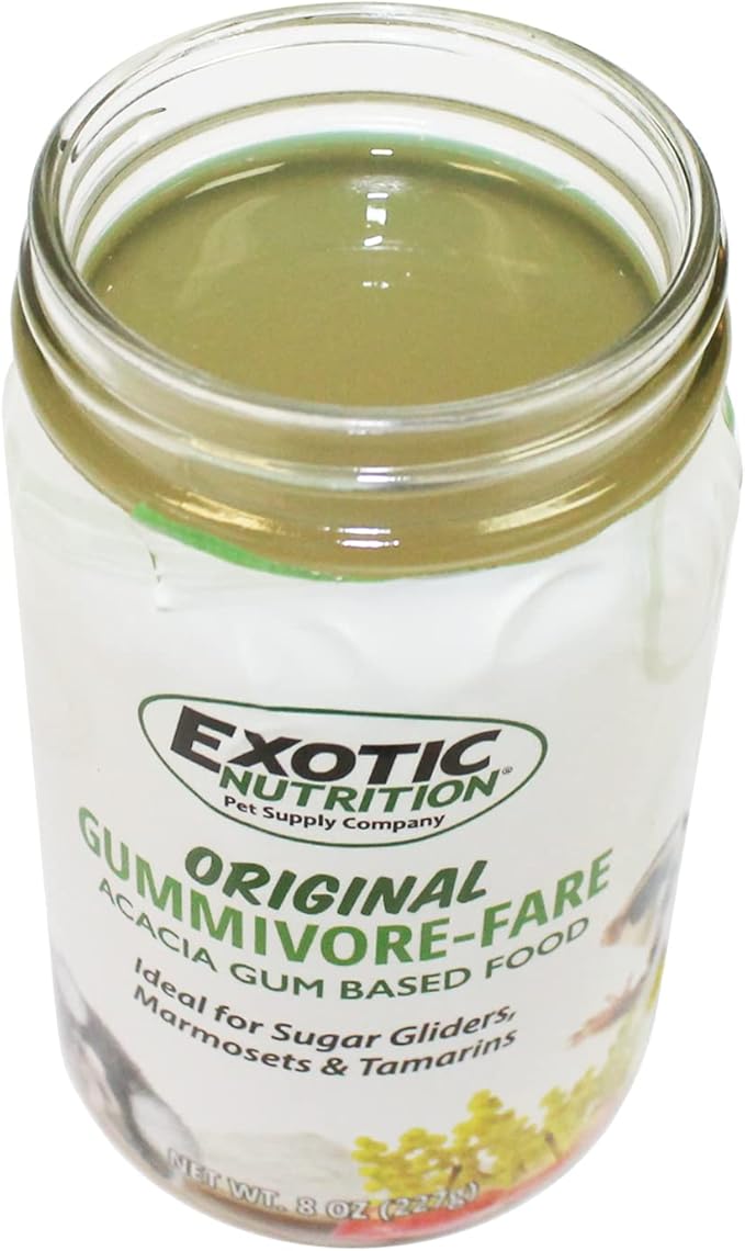 Gummivore-Fare - Original Flavor with Mealworms - Healthy All Natural Native Food Treat Sugar Gliders, Marmosets, Tamarins, and other Gum-Feeding Mammals - 8 oz. Jar - Acacia Gum-Based Supplement