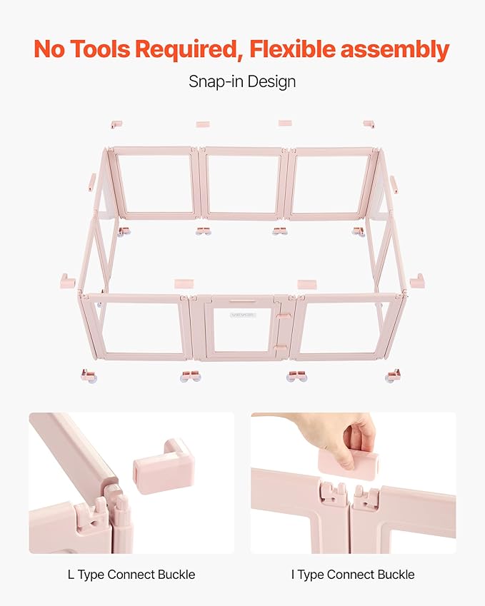VEVOR Clear Acrylic Dog Playpen Indoor, 60x39x23 in Plastic Pet Playen for Medium Sized Dogs, Easy Assemble Waterproof Transparent Puppy Playpen, Easy to Clean, Durable Indoor Pet Dogs Cats Birth Kit