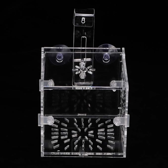 GLOGLOW Aquarium Breeding Isolation Box, Transparent Acrylic Fish Isolation Box Fish Separator with Suction Cups for Small Baby Fishes Shrimp Clownfish Guppy(10CM*10CM*10CM)