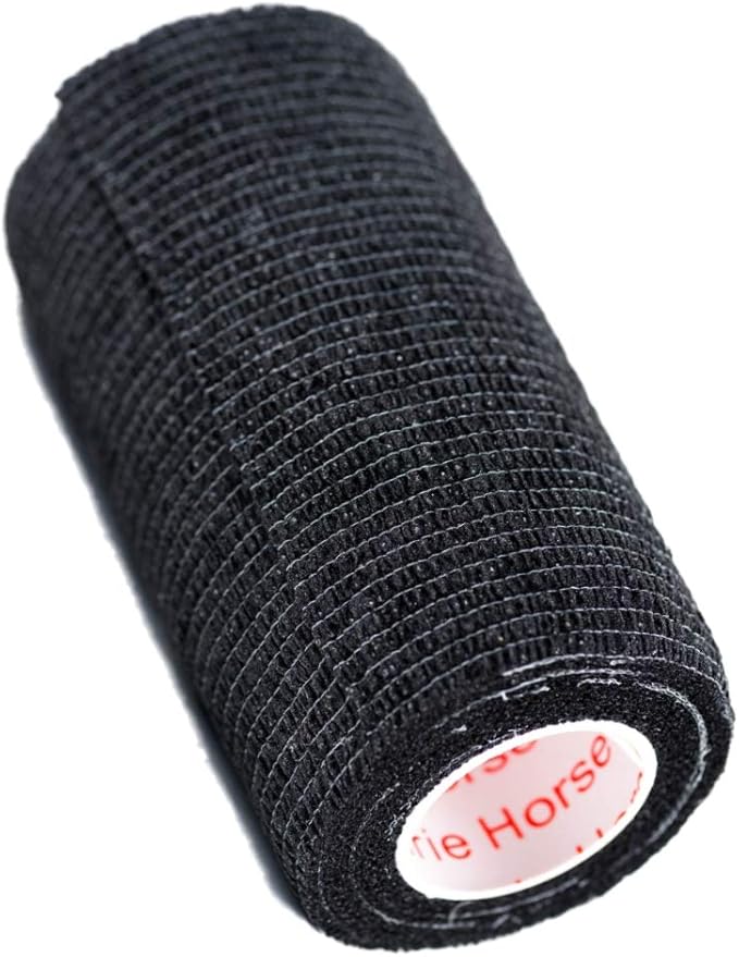 3 Inch Vet Wrap Tape Bulk (Black) (Pack of 12) Self Adhesive Adherent Adhering Flex Bandage Grip Roll for Dog Cat Pet Horse