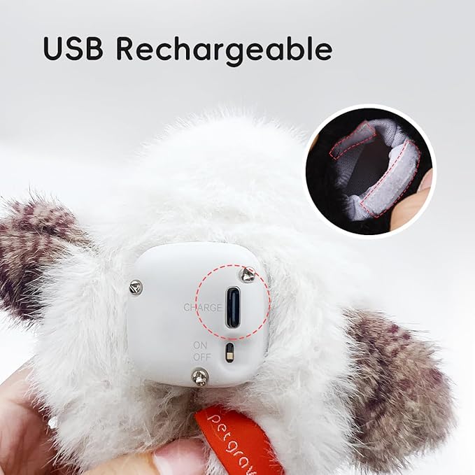 Petgravity Flapping Bird Cat Toy, Lifelike Chirp Tweet Kitten Toy, Rechargeable Touch Activated Cat Toy Interactive Catnip Toy Exercise Toy for All Breeds 5.1" (White)