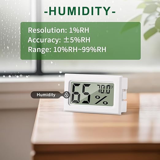 4-Pack Mini Hygrometer Indoor Humidity Meter, Digital Humidity Gauge Indoor Thermometer (℉) for Home, Office, Reptile, Car, Greenhouse, Lab, Terrarium, Cellar, Humidors A02 White