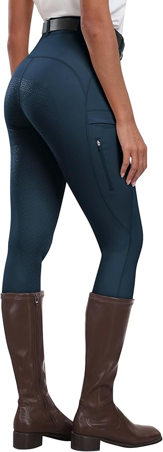 MoFiz Women's Silicone Full Seat Horse Riding Pants Zipper Pockets Equestrian Breeches Riding Tights