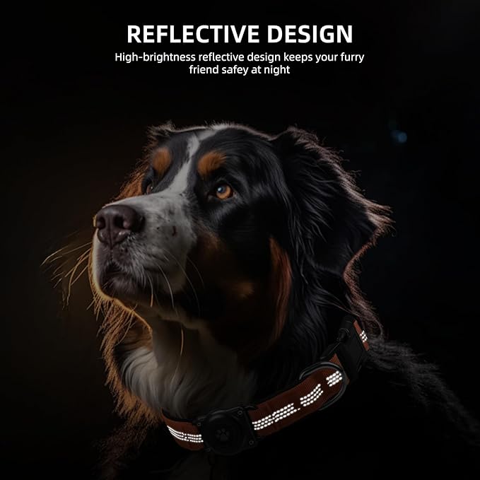 Upgraded AirTag Dog Collar, IP68 Waterproof Air Tag Dog Collar Holder, Reflective, Ultra-Durable, Comfortable Padded, Heavy Duty Dog Collars for Small Medium Large Dogs (XS (10.25"-13"), Orange)