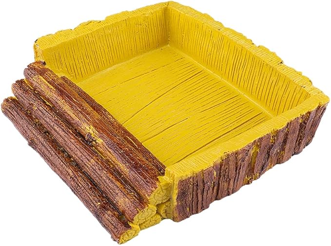 Food/Water Dish for Reptiles, Amphibians and Other Little Critters Water/Food Bowl, Made from Premium Resin (Yellow Bowl (Big))