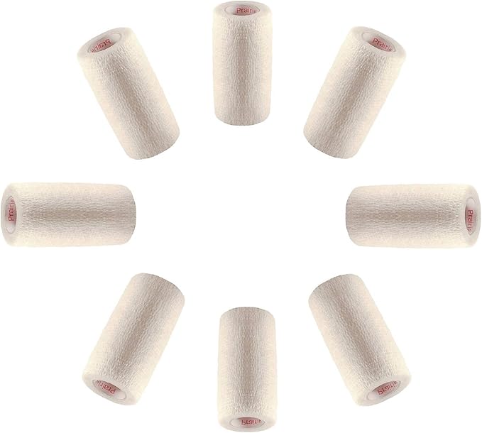 3 Inch Vet Wrap Tape Bulk (White) (Pack of 6) Self Adhesive Adherent Adhering Flex Bandage Grip Roll for Dog Cat Pet Horse