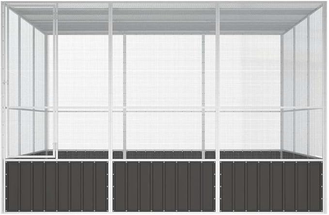 Metal Steel Large Bird Cage for Budgies, Pigeons, Galvanized Steel Birdcage Aviary House, 119.1"x127.8"x83.3", Anthracite,-570