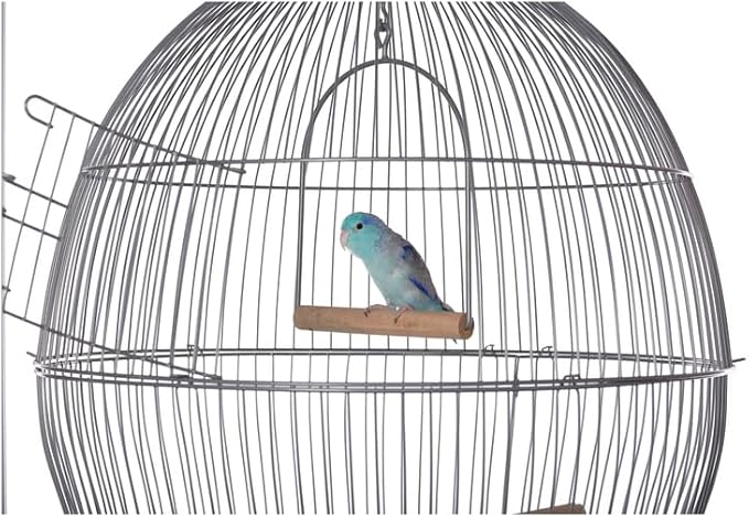 Baroque Brilliance Scrollwork Bird Cage with Intricate Design, Durable Metal Construction, Spacious Interior Gray