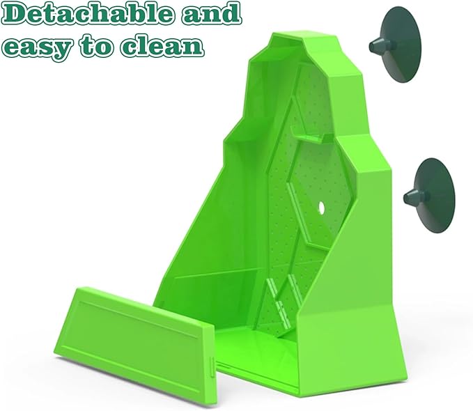 Reptile Tank Accessories, Wall-Mounted Plastic Feeder with Suction Cups, Dubia Roach & Cricket Food Bowl for Bearded Dragon, Gecko, Chameleon, Frog and Other Small Reptiles