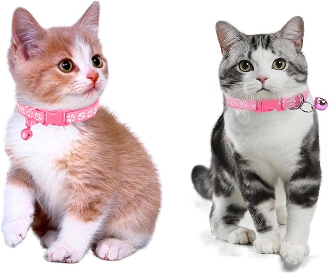 Dog Collar and Leash Set 3Pcs Puppy Collar and Leash Paw Print Whelping ID Collars Buckle Soft Nylon Litter Adjustable Pet Collar for Puppy Small Dogs Walking Training (Pink Green Blue)