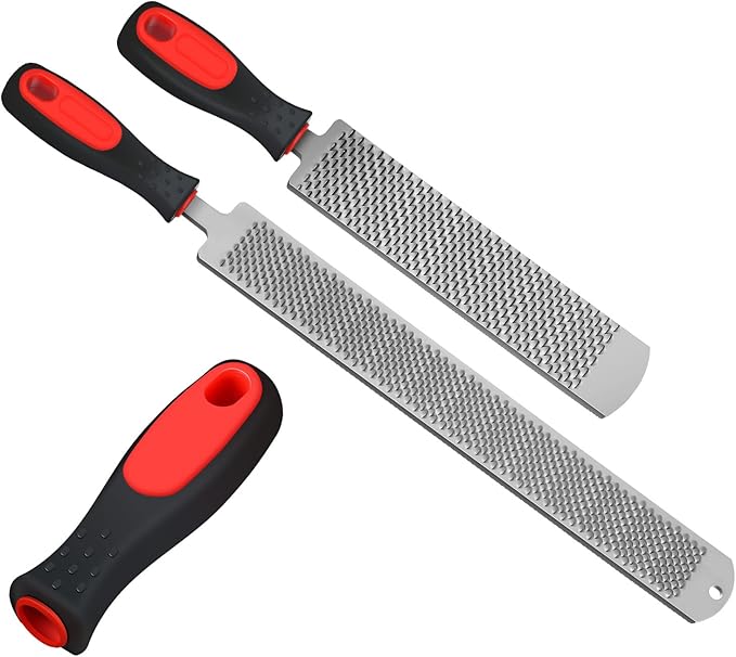 Gisafai 2 Pcs Rasps for Shoeing Horses with Handle Trimming File Carbon Steel Farrier Tools for Repair Horse Hooves Goat Hooves Cow Donkey Pig Animal Repairing Wood Working Supplies(18/12 Inch)