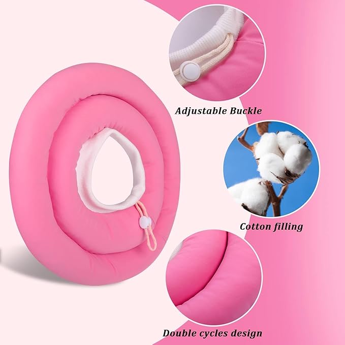 IDOMIK Dog Recovery Collar, Waterproof Soft Dog Cone After Surgery, Comfy Protective Elizabethan Collar Alternative for Dogs Cats, Adjustable Pet Neck Donut Cone Anti-Licking Biting Wounds,Rose,XL