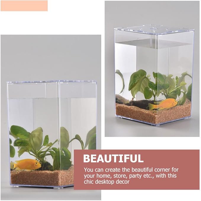 Acrylic Fish Breeding Box-1pc Acrylic Fish Isolation Box Tank Desktop Aquarium Betta Tank Small Aquarium Miniature Turtle Tank Mini Bowl Container