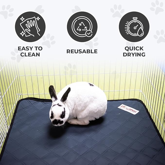 Washable Rabbit & Guinea Pig Cage Liner for Midwest, 24"x47", Easy to Clean Unlike Fleece, Absorbent & Waterproof Guinea Pig Bedding and Non-Slip Pee Pad & Rabbit Floor Mat