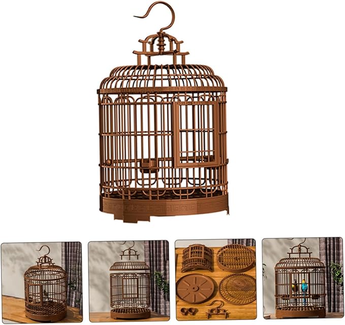 Milisten Large Portable Bird Carrier Cage for Lovebirds Parakeets and Cockatiels Retro Plastic Design Travel-Friendly for Home and Outdoor Use