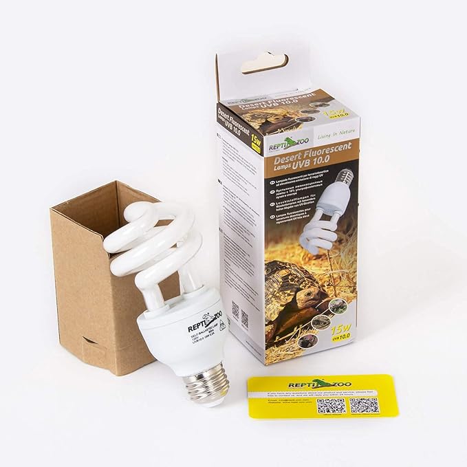 REPTI ZOO Energy Saving Lamps UVB Bulb Spiral Compact 15 Watts UVB 10.0 Reptile Light Bulb Fit for Desert Type Reptile/Snake/Lizard/Insect/Leopard Tortoise (Pack of 2)