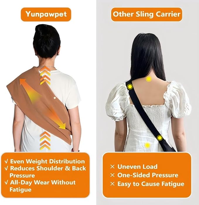 Dog Carrier Sling,Indoor Comfort Adjustable Cat Sling Carrier,with Front Pocket and Seat Belt Dog Carriers for Small Dogs Machine Washable,Suitable for Family Outdoor Use (Large, Khaki)