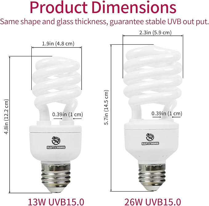 UVB Reptile Light 15.0, 13W Intense UVA UVB Bulb for Reptiles, Terrarium Compact Fluorescent Lamp, Reptile UVB Light Bulb for Desert Reptiles & Amphibians