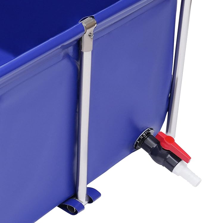 Canvas Fish Pond, Foldable Water Storage Pond Modern Blue Aquarium Fish Water Tank with T-Shaped Steel Frame, Rectangle Canvas Show Tank for The Cultivation of Lobster
