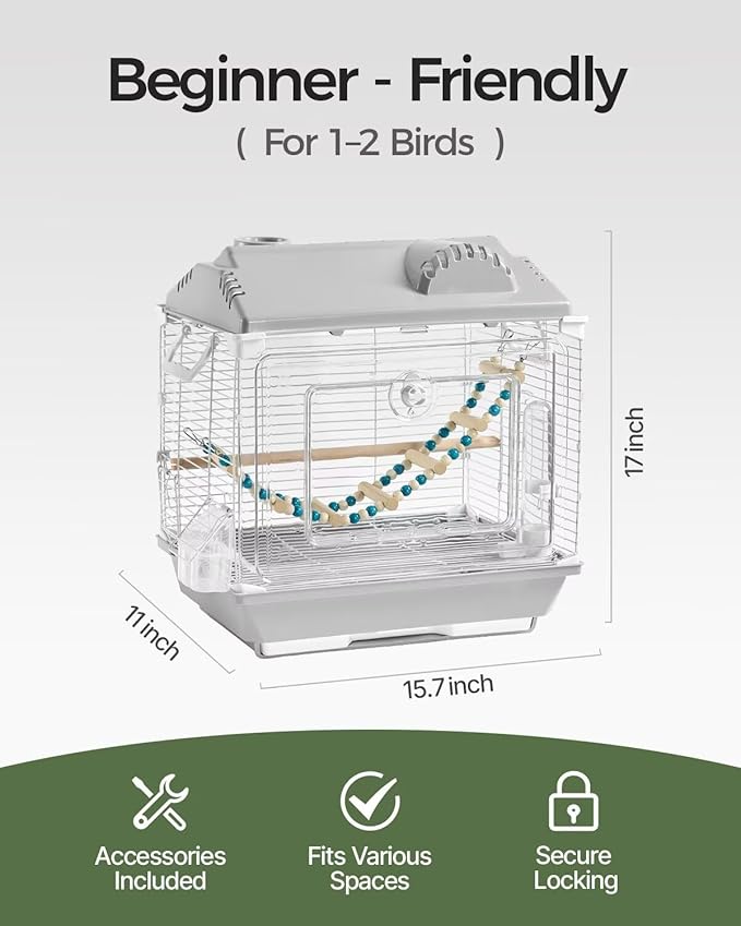 Clear View Bird Cage, Indoor & Travel Small Birdcage for Parakeet, Budgies, Cockatiels (Stand Sold Separately), Canary Jaulas para pájaros