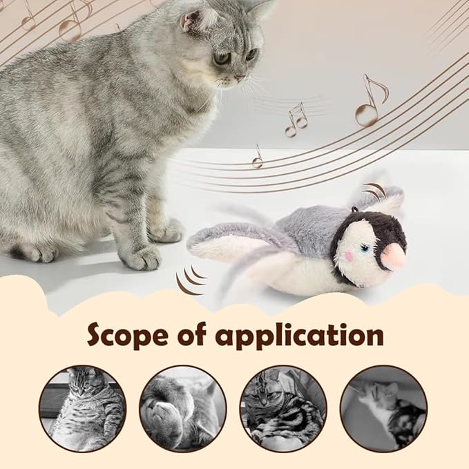 Flapping Chase Cat Toy, Interactive Chirping Flying Bird Cat Toy, Chirping Bird Cat Toy Flapping Wings (Orange)
