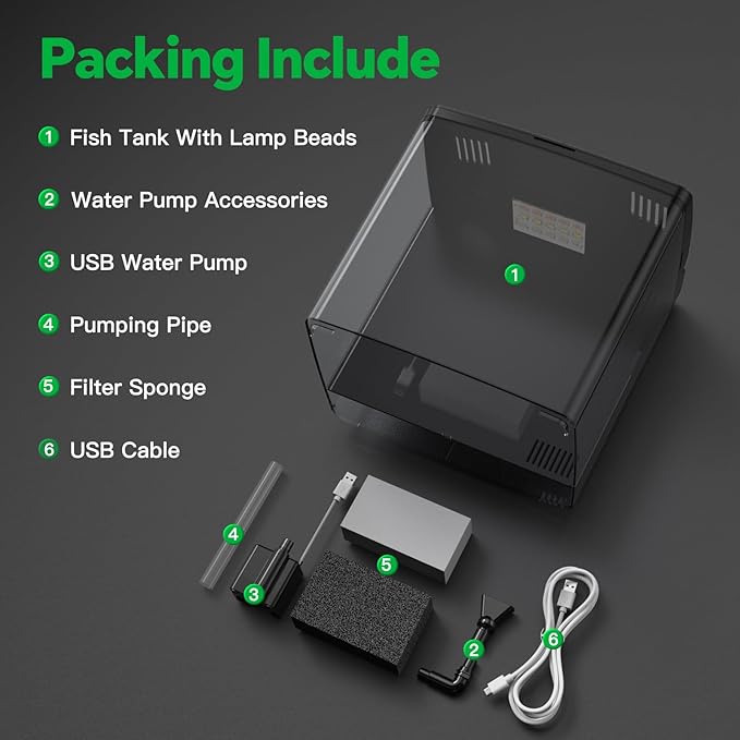 Fish Tank, 1.2 Gallons Betta Fish Tanks, Smart Aquarium Fish tank, Self Cleaning Filter System with 5 Color Led Light, Auto-Looping& Quiet Pump,Fish Aquariums for Betta Shrimp Guppy Jellyfish Goldfish