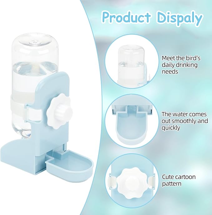Rypet No Mess Bird Water Feeder Dispenser Set Automatic Bird Feeder Transparent Food Container Cage Acrylic Parrot Feeders Accessories for Small Birds Parrot Cockatoo Canary