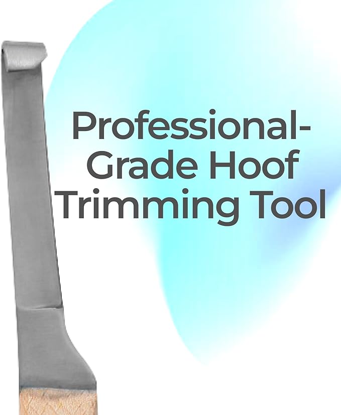 Hoof Knife Single Sided Edge Narrow Blade – Stainless Steel Curved Blade Farrier Tool with Fine Wooden Grip, Multipurpose Hoof Trimming Knife for Livestock, 3-Inch Blade, 8.5-Inch Overall