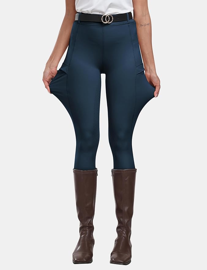 MoFiz Women's Silicone Full Seat Horse Riding Pants Zipper Pockets Equestrian Breeches Riding Tights