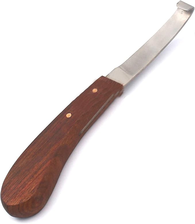 Hoof Knife Wide Blade Left Hand Farrier Equine Horse Stainless Steel Blade Rainbow Wooden Handle