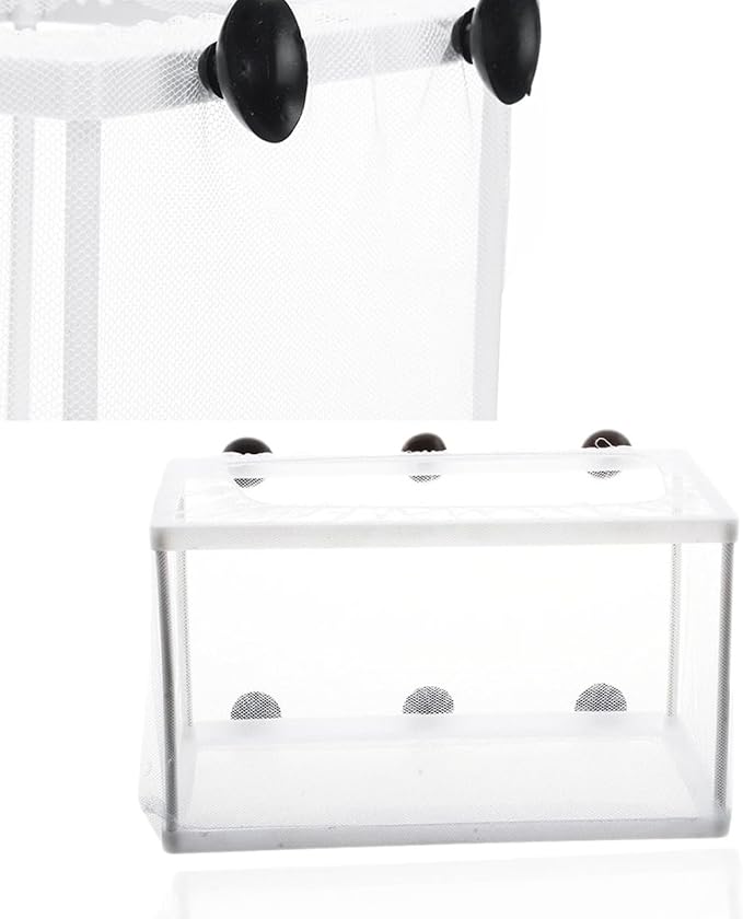 SagaSave Fish Breeder Box, Plastic Frame Hatching Box Separation Net Breeding Box with Suction Cup for Aquarium (Large Size)