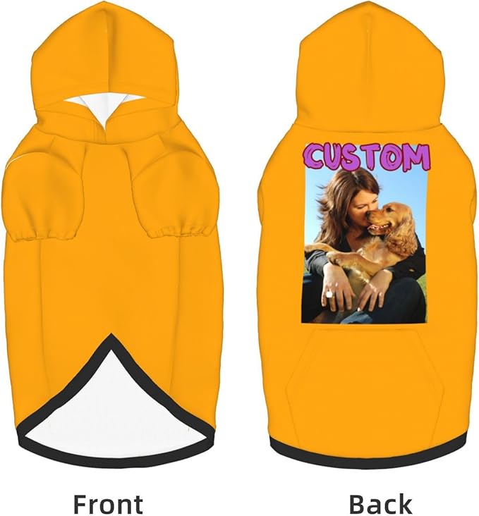 Custom Dog Hoodie Add Your Design Soft & Warm Personalized Photo Text Logo Name Dog Clothes for Puppy Sweatshirt Hooded for Small Medium Large Dogs Girl/Boy Cats Orange