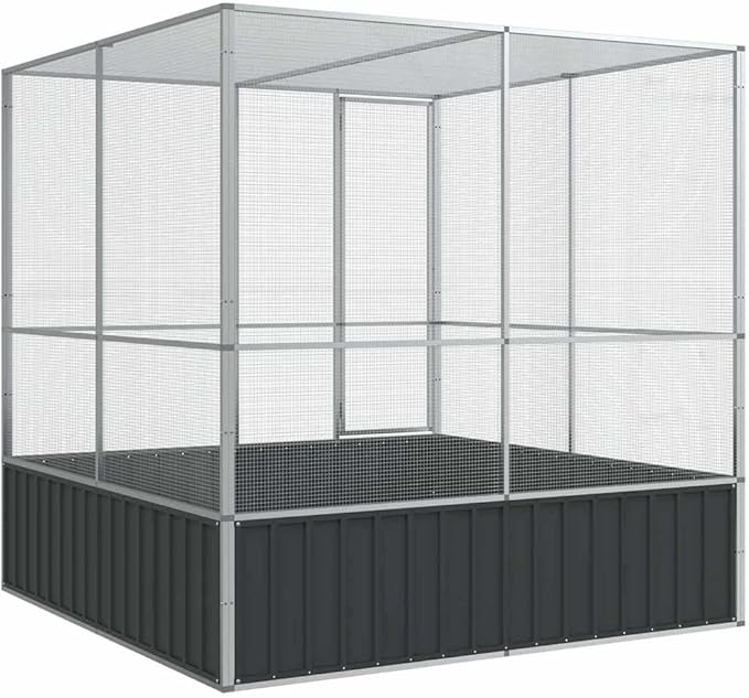Steel Aviary, Large Bird Cage with Lockable Door, Aviary Spacious and Versatile Cage Ideal for Parakeets, Parrots, Lovebirds, Cockatiels, Pigeons, 83.1"x81.5"x83.5",-273