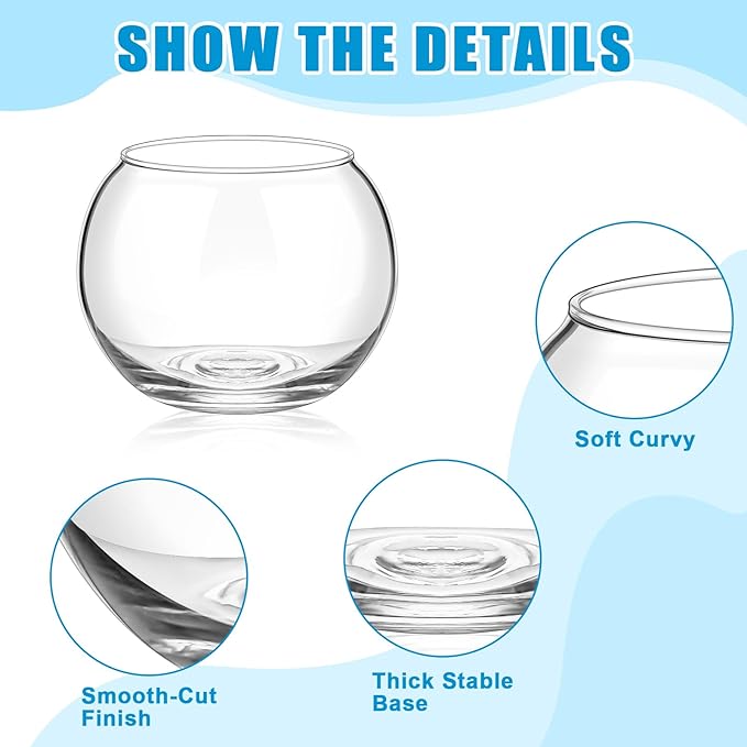 Zopeal 36 Pcs Fish Bowl Vase Glass Bubble Bowl Globe Glass Clear Bubble Vase Round Terrarium Goldfish Flower Centerpiece for Wedding Event Arrangement Office Home (3.5" h X 4.7" w)