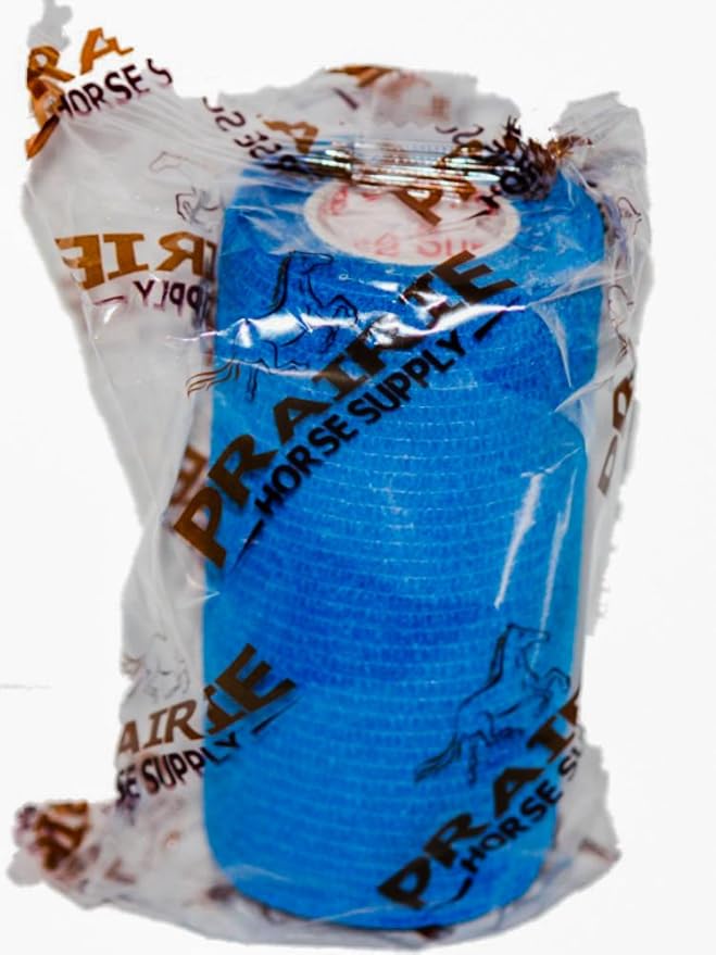 3 Inch Vet Wrap Tape Bulk (Blue) (Pack of 12) Self Adhesive Adherent Adhering Flex Bandage Grip Roll for Dog Cat Pet Horse