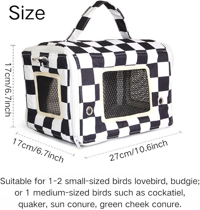 Bird Travel Carrier with Perch Parakeet Carriers with Net, Pad Mat, Feeder Portable Pet Carrier Bag for Bird Transparent Travel Carrier Cage for Budgie Conure Cockatiel (Colorful)