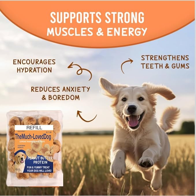 The Much-Loved Dog!™ Peanut Butter Dog Treats – Natural Biscuits for Small Dogs & Large Breeds – Healthy Puppy Treats for small dogs Made in USA, Training Snacks for All Breeds (3 Pack, Peanut Butter)