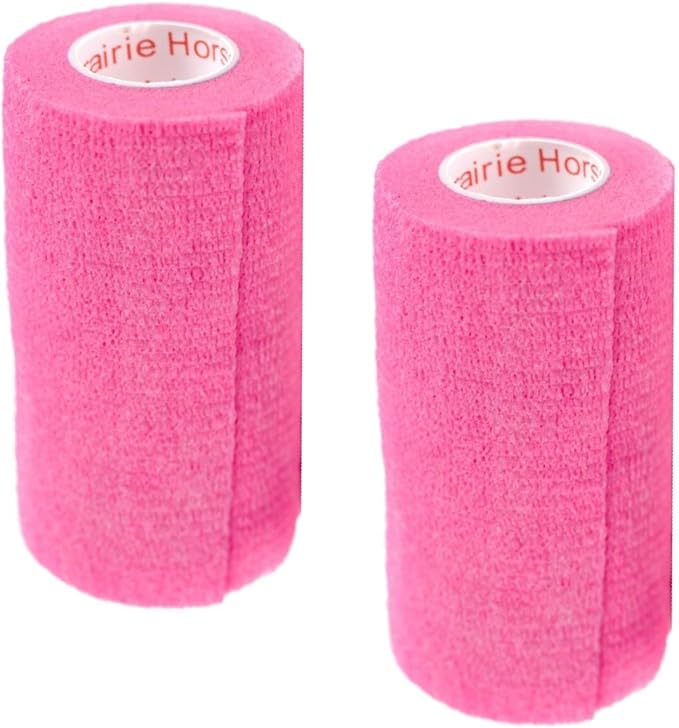 Vet Wrap Tape (Neon Pink) (2 Pack) (3 Inch x 15 feet) Self Adhesive Adherent Adhering Cohesive Flex Self Stick Bandage Grip Roll Dog Cat Pet Horse