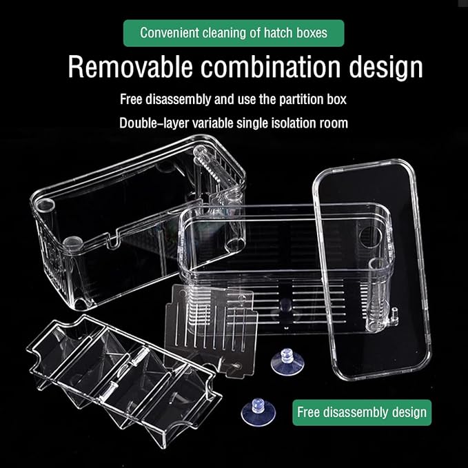 Double Room Breeding Box for Fish Tank, Fish Tank Aquarium Betta Guppy, PC Transparent Large Aquarium Kit More Convenient for You to Watch Ornamental Fish and Shrimps(Large)