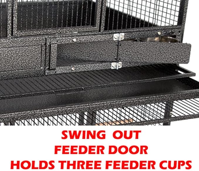 Extra Large Heavy Duty Three Stackers Breeding Breeder Parrot Amazon African Grey Aviary Bird Flight Cage Side Doors with Rolling Wheels 36" L x 24" W x 79" H