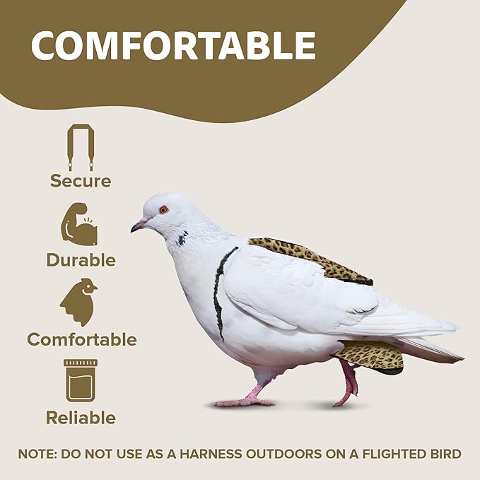 Hen Holster Wrap-Around Bird Diaper & Harness for Larger Pigeons, Small Breed - with Removable Liner, Adjustable Fit for Outdoor Adventures & Indoor Use, Easy to wear - Leopard, XS