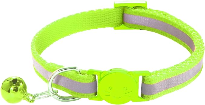 3 Pack Reflective and Breakaway with Bells of Cat Collar，Adjustable from 7.5 to 12.5 Inches, Ideal of Kitten Collar, Suitable for Girls and Boys (Fluorescent Green)