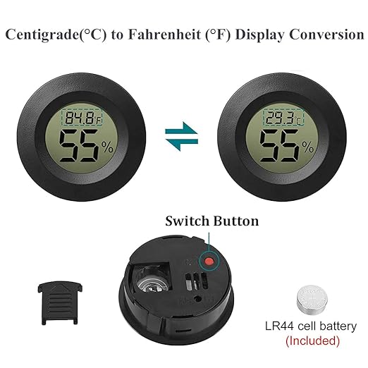 6-Pack Mini Hygrometer Thermometer Digital LCD Monitor Indoor/Outdoor Humidity Meter Gauge Temperature for Humidifiers Greenhouse Reptile Humidor Fahrenheit(℉)/ Celsius(℃)
