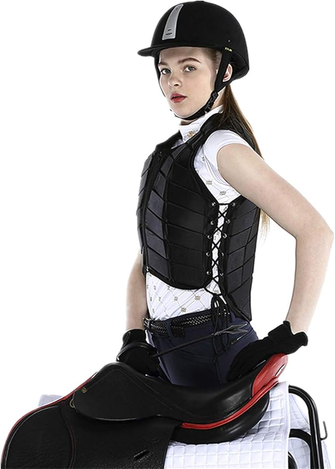 UNISTRENGH Equestrian Vest Professional Safety EVA Padded Horse Riding Vest Unisex Black Zipper Protector Gear Waistcoat