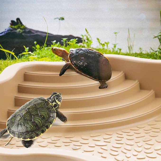 Extra Large Reptile Habitat Turtle Bathing Pool Reptile Food Dish Water Bowl with Slope Terrarium Decoration for Turtle Horned Frog Lizard Gecko Snake