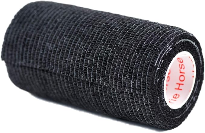 Vet Wrap Tape (Black) (2 Pack) (3 Inch x 15 feet) Self Adhesive Adherent Adhering Cohesive Flex Self Stick Bandage Grip Roll Dog Cat Pet Horse