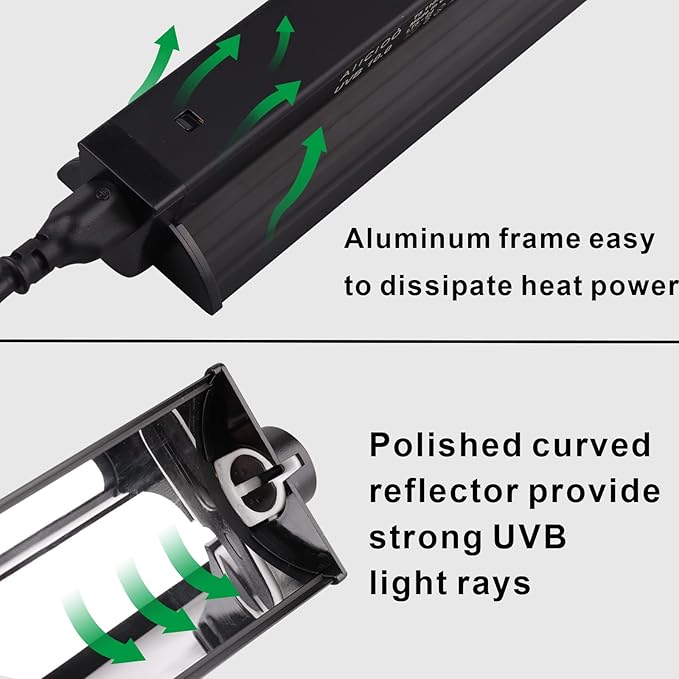 Aiicioo T5 UVB Lighting Combo Kit - Desert 10.0 Terrarium Hood Light Fixture & High Output T5 HO UVB Bulb for Reptiles Chameleon Gecko (22Inch 24W)