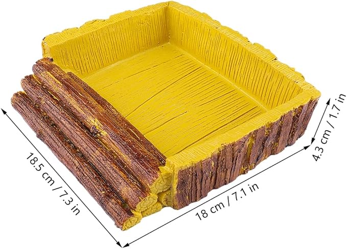 Food/Water Dish for Reptiles, Amphibians and Other Little Critters Water/Food Bowl, Made from Premium Resin (Yellow Bowl (Big))