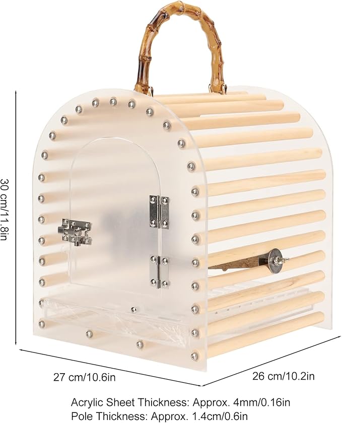 Gonetre Portable Bird Cage Portable Travel Bird Carrier Portable Acrylic Bird Cage PortableCage Portable Bird Cage Escape Proof Circular Arc Small Transparent Acrylic Travel Bird Carrier